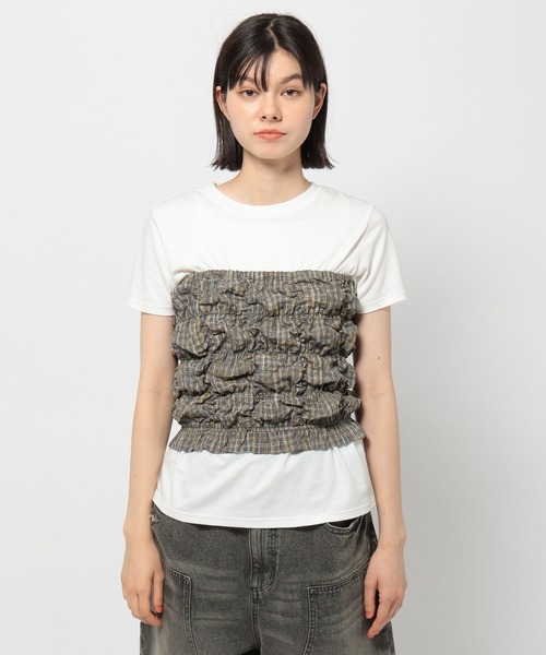 【おまけ付】 セール】シャーリングチェックビスチェ（その他トップス）｜niko トップス