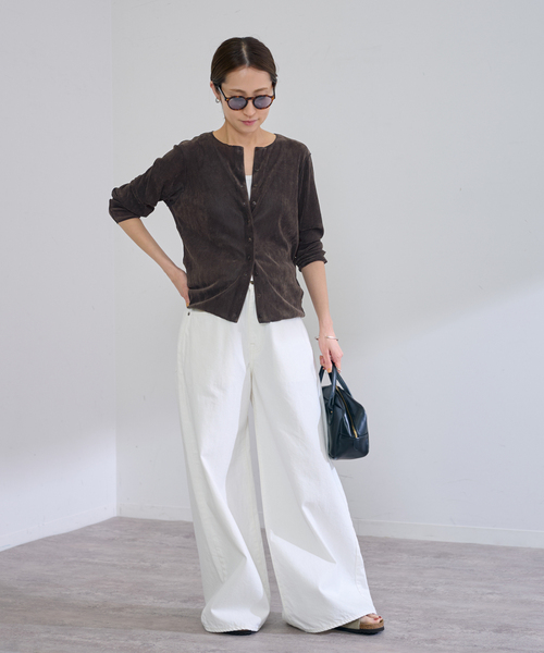 FRAMeWORK（フレームワーク）の「≪追加 / 新色≫チュールフロッキーカーディガン（カーディガン/ボレロ・レディース・ホワイト系その他/ブラウン/ネイビー・FREE）」の5枚目の写真