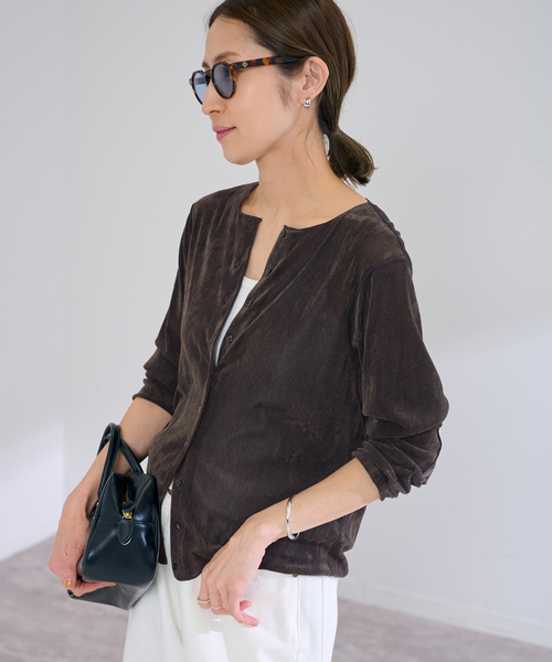 FRAMeWORK（フレームワーク）の「≪追加 / 新色≫チュールフロッキーカーディガン（カーディガン/ボレロ・レディース・ホワイト系その他/ブラウン/ネイビー・FREE）」の10枚目の写真