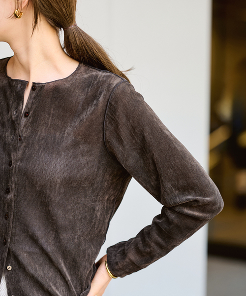 FRAMeWORK（フレームワーク）の「≪追加 / 新色≫チュールフロッキーカーディガン（カーディガン/ボレロ・レディース・ホワイト系その他/ブラウン/ネイビー・FREE）」の21枚目の写真