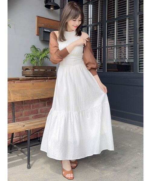 dazzlin（ダズリン）の「メッシュシアーボレロ（カーディガン/ボレロ・レディース・ブラック/オフホワイト/ブラウン・FREE）」の11枚目の写真