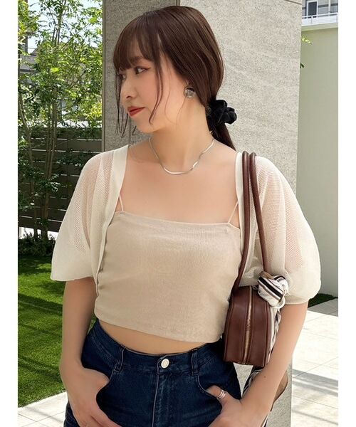 dazzlin（ダズリン）の「メッシュシアーボレロ（カーディガン/ボレロ・レディース・ブラック/オフホワイト/ブラウン・FREE）」の16枚目の写真