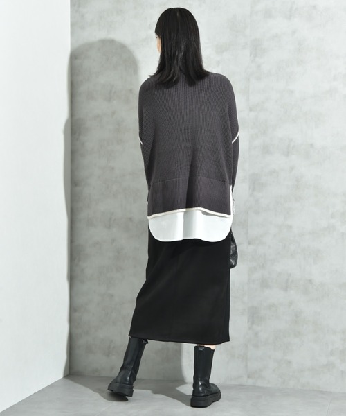 INTERPLANET（インタープラネット）の「スエード＊リブワークスカート（スカート・レディース・チャコールグレー/グレイッシュベージュ/ブラック・FREE）」の6枚目の写真