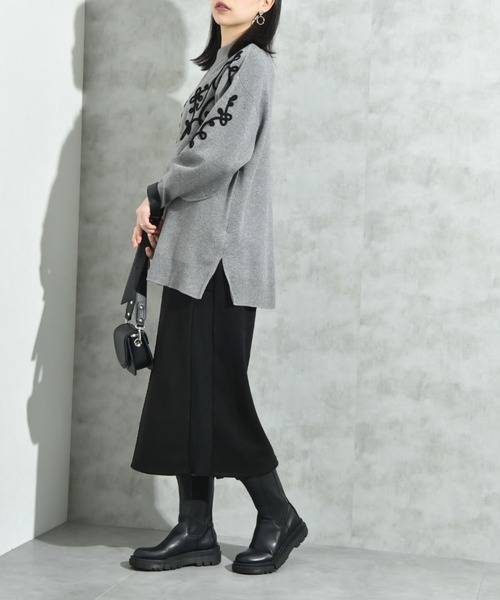 INTERPLANET（インタープラネット）の「スエード＊リブワークスカート（スカート・レディース・チャコールグレー/グレイッシュベージュ/ブラック・FREE）」の10枚目の写真