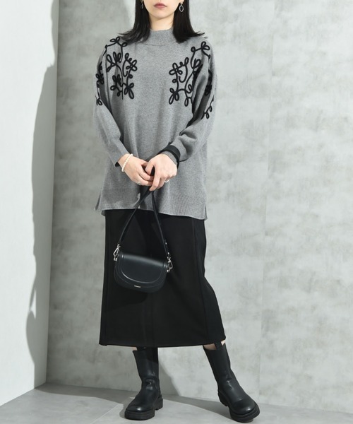 INTERPLANET（インタープラネット）の「スエード＊リブワークスカート（スカート・レディース・チャコールグレー/グレイッシュベージュ/ブラック・FREE）」の9枚目の写真