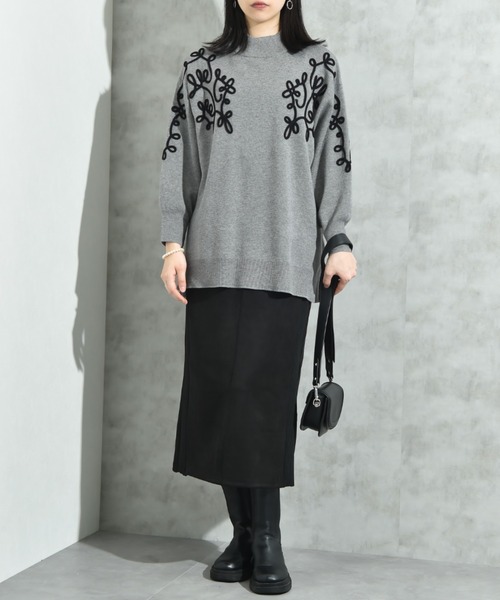 INTERPLANET（インタープラネット）の「スエード＊リブワークスカート（スカート・レディース・チャコールグレー/グレイッシュベージュ/ブラック・FREE）」の11枚目の写真