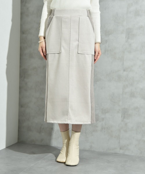 INTERPLANET（インタープラネット）の「スエード＊リブワークスカート（スカート・レディース・チャコールグレー/グレイッシュベージュ/ブラック・FREE）」の16枚目の写真