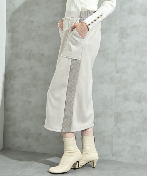 INTERPLANET（インタープラネット）の「スエード＊リブワークスカート（スカート・レディース・チャコールグレー/グレイッシュベージュ/ブラック・FREE）」の17枚目の写真