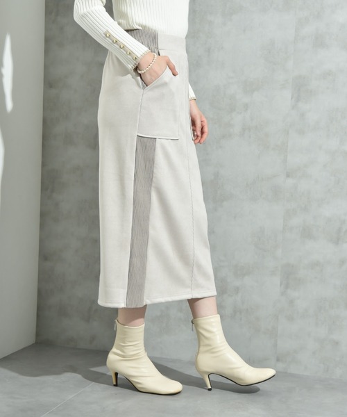 INTERPLANET（インタープラネット）の「スエード＊リブワークスカート（スカート・レディース・チャコールグレー/グレイッシュベージュ/ブラック・FREE）」の20枚目の写真