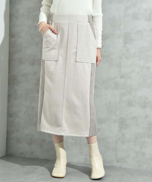 INTERPLANET（インタープラネット）の「スエード＊リブワークスカート（スカート・レディース・チャコールグレー/グレイッシュベージュ/ブラック・FREE）」の21枚目の写真