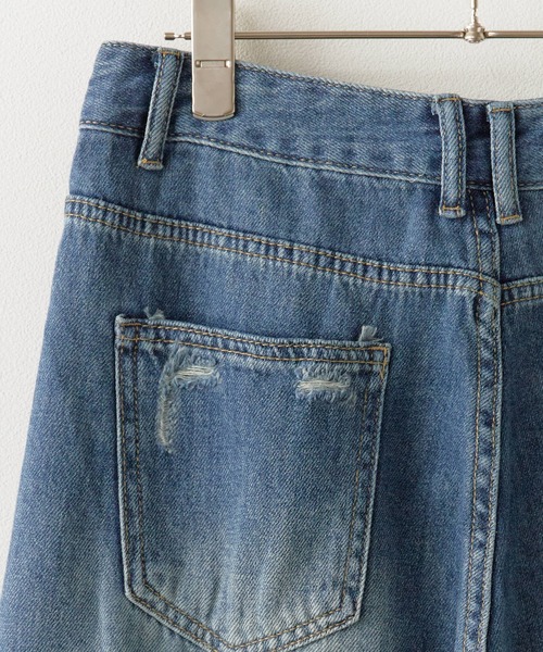 ROOPTOKYO(ループトウキョウ)の「Washed Damaged Flared Denim / ウォッシュ加工 ダメージフレアデニム(デニムパンツ・レディース・ダークブルー/ライトブルー・M/S)」の5枚目の写真