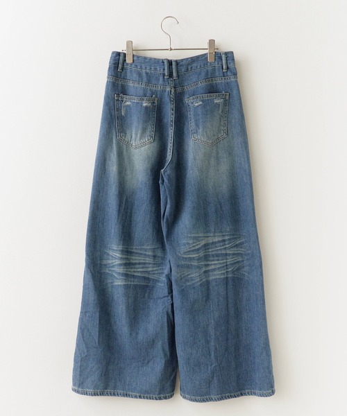 ROOPTOKYO(ループトウキョウ)の「Washed Damaged Flared Denim / ウォッシュ加工 ダメージフレアデニム(デニムパンツ・レディース・ダークブルー/ライトブルー・M/S)」の8枚目の写真