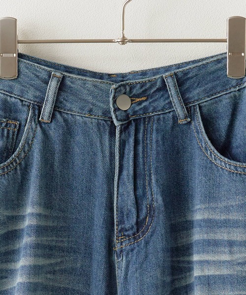 ROOPTOKYO(ループトウキョウ)の「Washed Damaged Flared Denim / ウォッシュ加工 ダメージフレアデニム(デニムパンツ・レディース・ダークブルー/ライトブルー・M/S)」の9枚目の写真