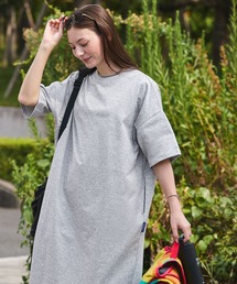 <クイックドライ>ビッグシルエット ストレッチTシャツロングワンピース【THE CRAFT CREW PRODUCTS】