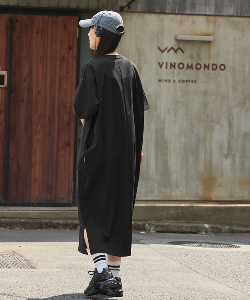クイックドライ＞ビッグシルエット ストレッチTシャツロングワンピース