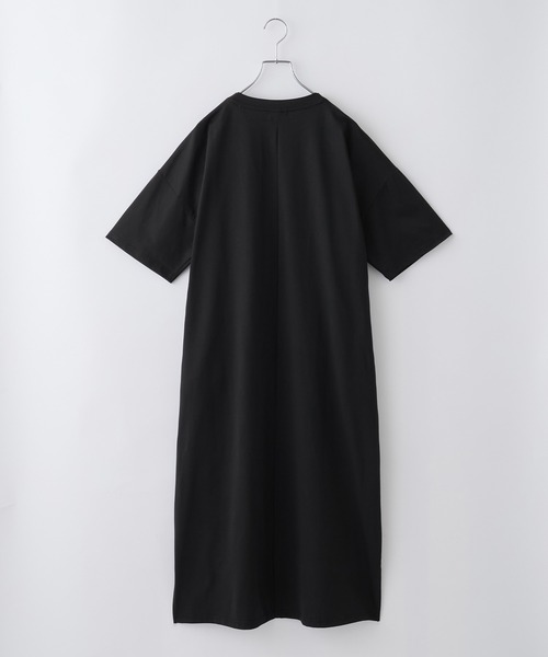 rovtski 超 ビッグシルエット クラッシュ加工 変形 カットソー ワンピ 速乾＞ビッグシルエット ストレッチ 半袖Tシャツロング