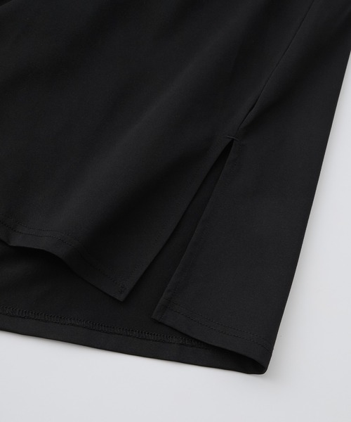 速乾＞ビッグシルエット ストレッチ 半袖Tシャツロング