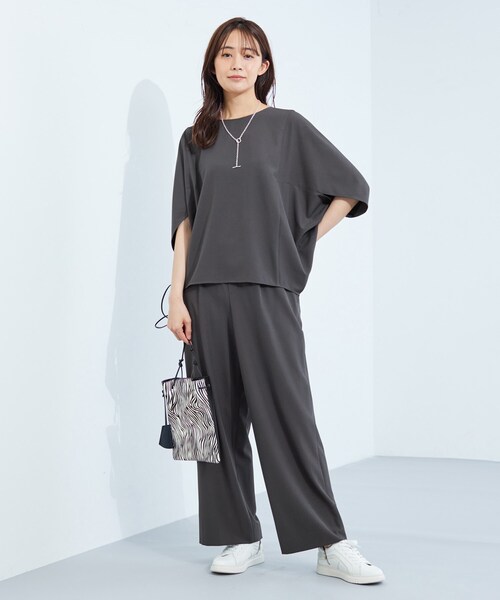INDIVI(インディヴィ)の「【UVケア/SETUP可能】エアリージョーゼット ワイドパンツ(その他パンツ・レディース・ブラウン系/ブラック/ダークグレー・19/36/38/40/05/13/15 )」の8枚目の写真