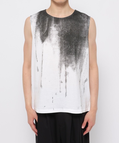 HARE（ハレ）の「ガラパターンノースリーブ(HARE)（タンクトップ・メンズ・ブラック/オフホワイト・MEDIUM/SMALL）」の3枚目の写真