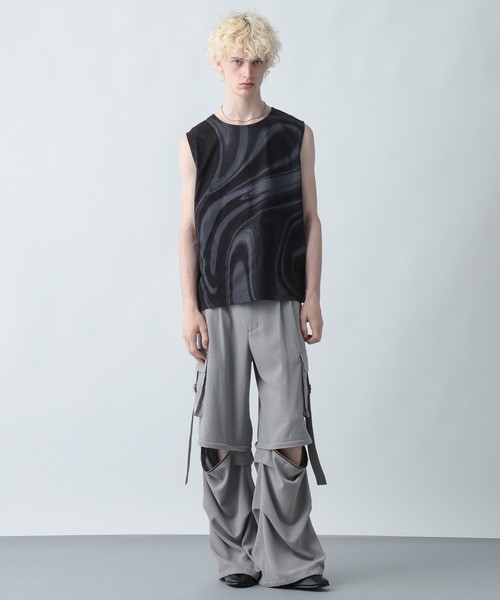 HARE（ハレ）の「ガラパターンノースリーブ(HARE)（タンクトップ・メンズ・ブラック/オフホワイト・MEDIUM/SMALL）」の16枚目の写真