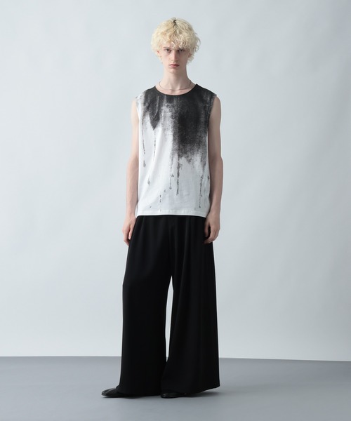 HARE（ハレ）の「ガラパターンノースリーブ(HARE)（タンクトップ・メンズ・ブラック/オフホワイト・MEDIUM/SMALL）」の14枚目の写真