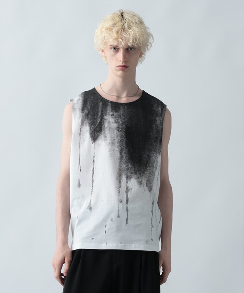 HARE（ハレ）の「ガラパターンノースリーブ(HARE)（タンクトップ・メンズ・ブラック/オフホワイト・MEDIUM/SMALL）」の17枚目の写真