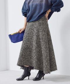 セール】ウールチェックツイードフレアスカート（スカート）｜anuans