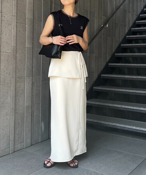 新品タグ付き【capricieux le'mage】スカートレイヤードパンツ38 CAPRICIEUX LE'MAGE（カプリシューレマージュ）の「ラップ