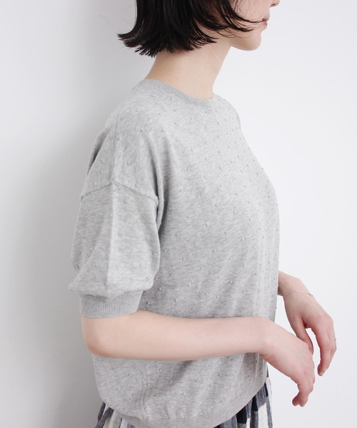 l'atelier du savon（アトリエドサボン）の「C/ぽんぽんサマーニット（ニット/セーター・レディース・ブラック/パープル/グレー/レッド・FREE）」の3枚目の写真