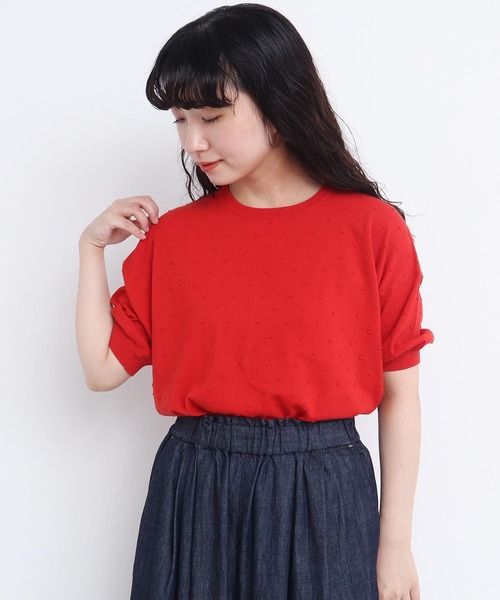 l'atelier du savon（アトリエドサボン）の「C/ぽんぽんサマーニット（ニット/セーター・レディース・ブラック/パープル/グレー/レッド・FREE）」の4枚目の写真