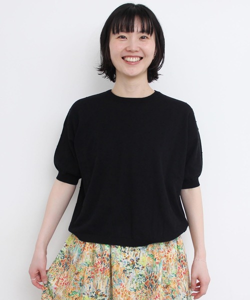 l'atelier du savon（アトリエドサボン）の「C/ぽんぽんサマーニット（ニット/セーター・レディース・ブラック/パープル/グレー/レッド・FREE）」の2枚目の写真