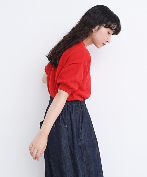 l'atelier du savon（アトリエドサボン）の「C/ぽんぽんサマーニット（ニット/セーター・レディース・ブラック/パープル/グレー/レッド・FREE）」の5枚目の写真