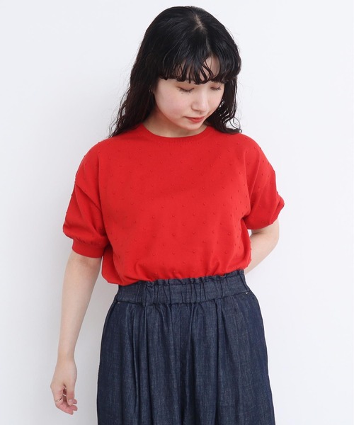 l'atelier du savon（アトリエドサボン）の「C/ぽんぽんサマーニット（ニット/セーター・レディース・ブラック/パープル/グレー/レッド・FREE）」の6枚目の写真