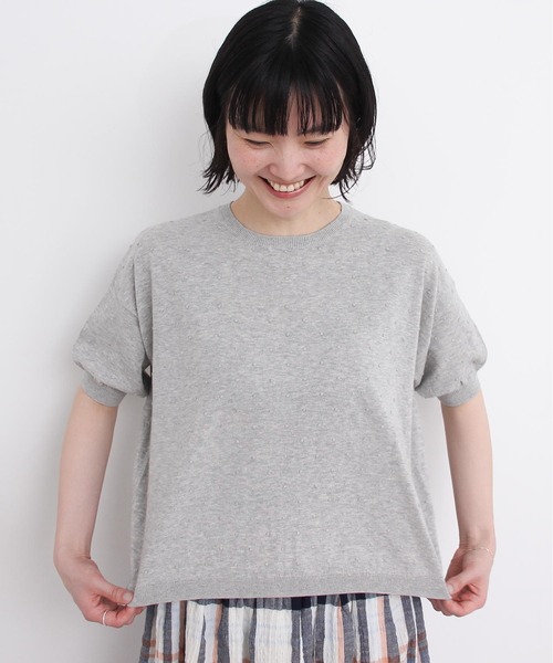 l'atelier du savon（アトリエドサボン）の「C/ぽんぽんサマーニット（ニット/セーター・レディース・ブラック/パープル/グレー/レッド・FREE）」の8枚目の写真