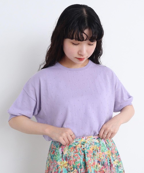 l'atelier du savon（アトリエドサボン）の「C/ぽんぽんサマーニット（ニット/セーター・レディース・ブラック/パープル/グレー/レッド・FREE）」の10枚目の写真