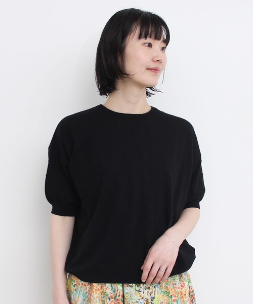 l'atelier du savon（アトリエドサボン）の「C/ぽんぽんサマーニット（ニット/セーター・レディース・ブラック/パープル/グレー/レッド・FREE）」の12枚目の写真