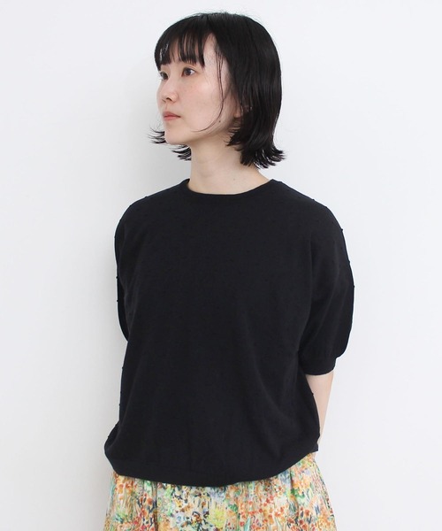 l'atelier du savon（アトリエドサボン）の「C/ぽんぽんサマーニット（ニット/セーター・レディース・ブラック/パープル/グレー/レッド・FREE）」の14枚目の写真