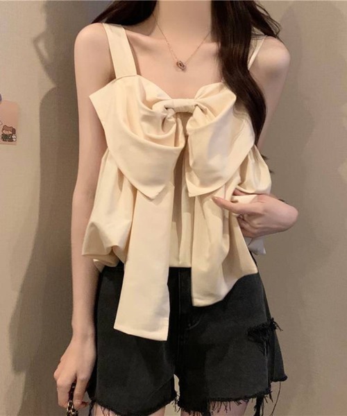 SPIGA(スピーガ)の「2wayリボンモチーフタンクトップ(タンクトップ・レディース・ブルー/ベージュ/ホワイト/ピンク・SMALL/MEDIUM/LARGE/X-LARGE)」の3枚目の写真