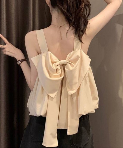 SPIGA(スピーガ)の「2wayリボンモチーフタンクトップ(タンクトップ・レディース・ブルー/ベージュ/ホワイト/ピンク・SMALL/MEDIUM/LARGE/X-LARGE)」の8枚目の写真