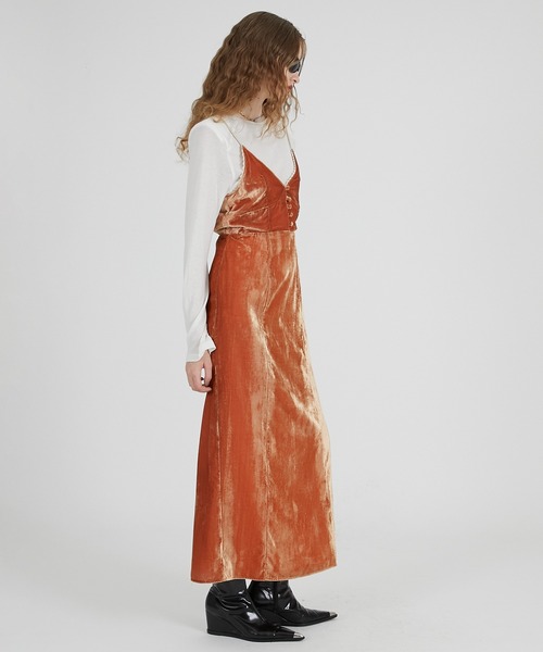 PRANK PROJECT（プランクプロジェクト）の「2WAYベロアキャミドレス / 2-Way Velour Camisole Dress（ワンピース・レディース・ブラック/オレンジ・FREE）」の6枚目の写真