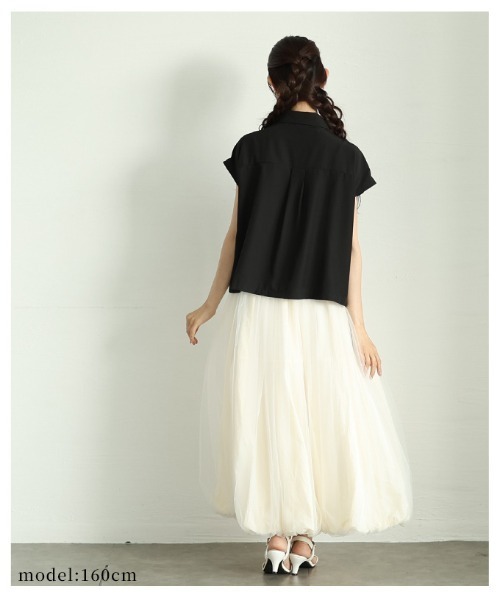 Sawa a la mode（サワアラモード）の「花柄レース切替フレンチスリーブブラウス（シャツ/ブラウス・レディース・ホワイト/ブラック・FREE）」の10枚目の写真