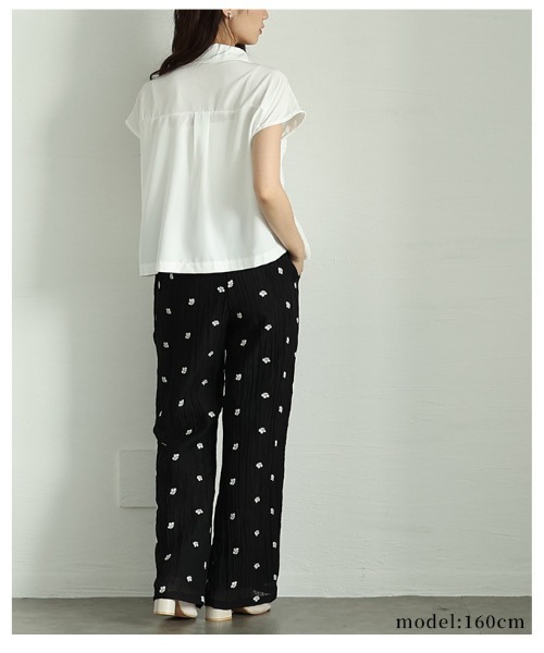 Sawa a la mode（サワアラモード）の「花柄レース切替フレンチスリーブブラウス（シャツ/ブラウス・レディース・ホワイト/ブラック・FREE）」の21枚目の写真