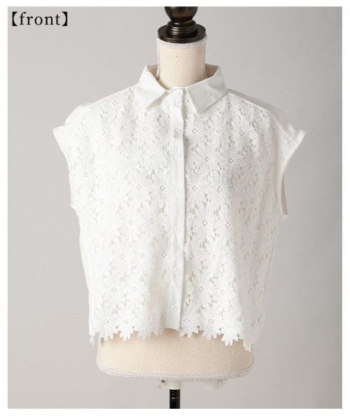Sawa a la mode（サワアラモード）の「花柄レース切替フレンチスリーブブラウス（シャツ/ブラウス・レディース・ホワイト/ブラック・FREE）」の22枚目の写真