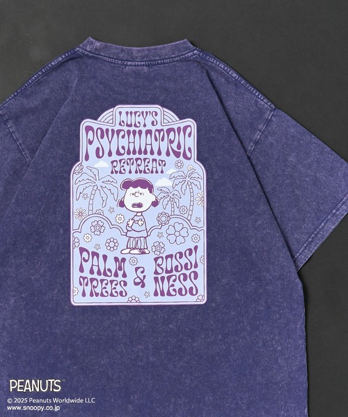 PEANUTS(ピーナッツ)の「PEANUTS/ピーナッツ ルーシーTEE(Tシャツ/カットソー・レディース・パープル/チャコールグレー・M/L)」の1枚目の写真