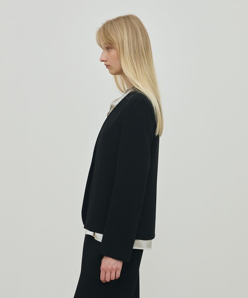 ライトダブルクロス ノーカラージャケット（ノーカラージャケット