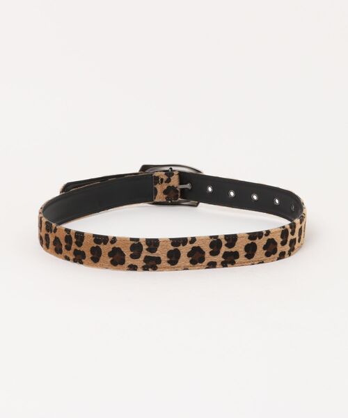 ハラコ風アニマル柄ベルト/レオパード/ファーライク仕上げ（ベルト