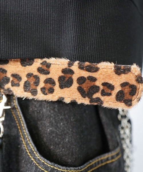 ハラコ風アニマル柄ベルト/レオパード/ファーライク仕上げ（ベルト