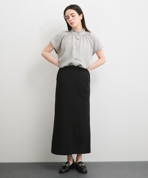 le cercle ADAM ET ROPE'(ルセルクルアダムエロペ)の「【セットアップ対応】タンブラーブッチャースタンドフリルブラウス(シャツ/ブラウス・レディース・チャコールグレー/ライトグレー/ダークブラウン・FREE)」の7枚目の写真