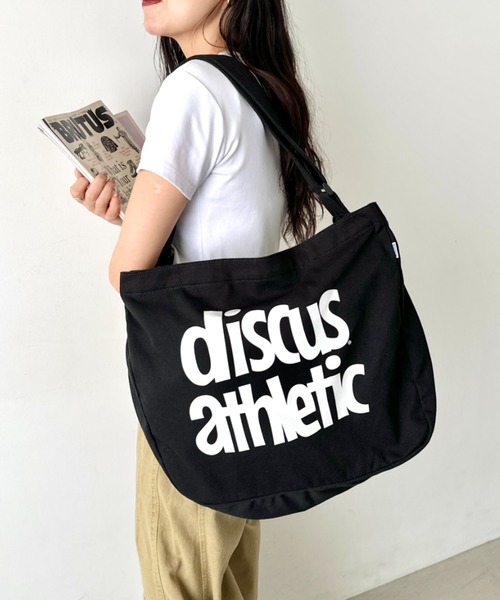 DISCUS(ディスカス)の「DISCUS/ディスカス キャンバスライク BIGショルダー/ロゴプリント/容量 約25リットル(ショルダーバッグ・レディース・ブラック/オフホワイト・FREE)」の10枚目の写真