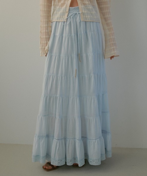 CASA FLINE（カーサフライン）の「【OC】オーガニックコットンレーススカート（スカート・レディース・ホワイト/ネイビー/サックスブルー・FREE）」の3枚目の写真